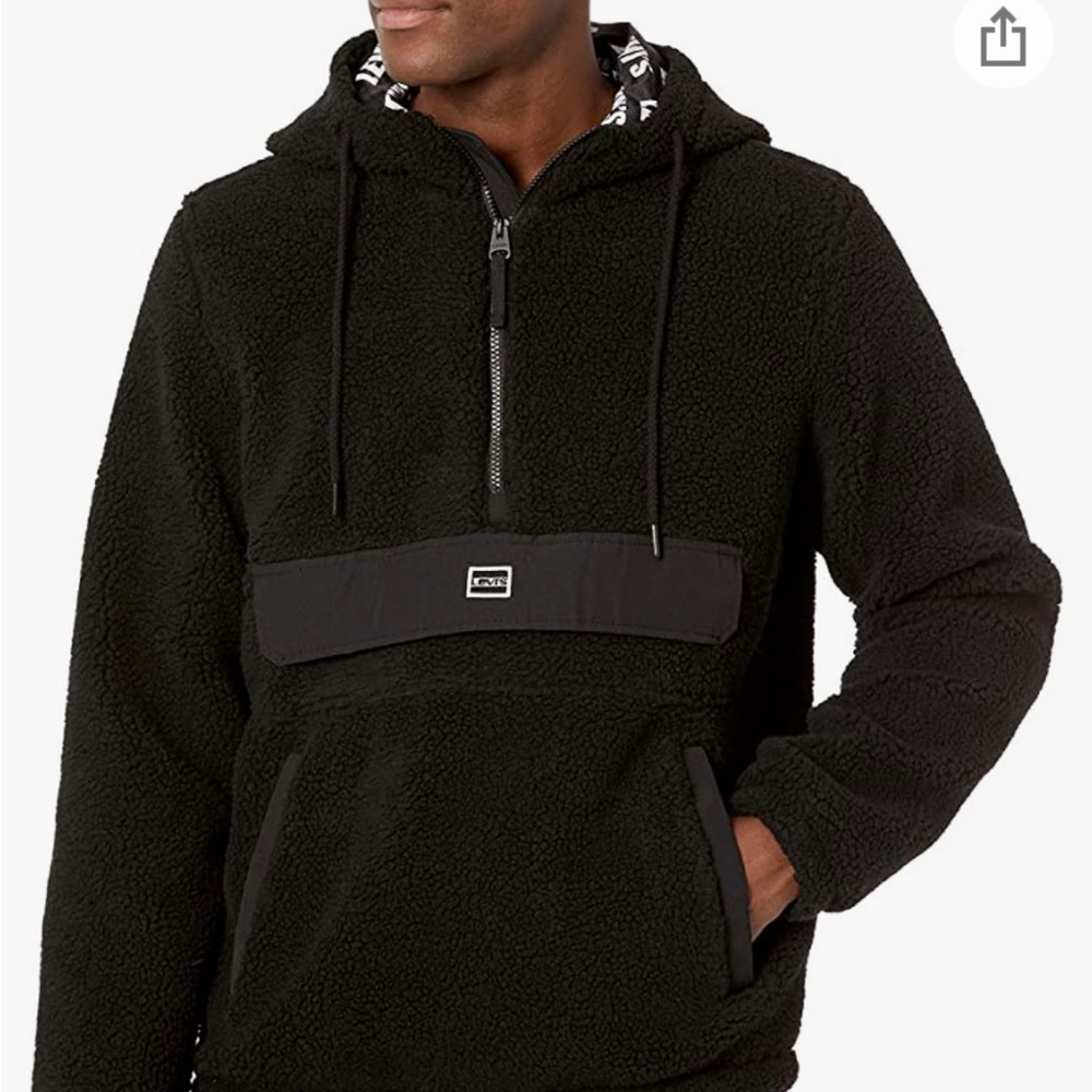 Levi's Men's Sherpa Quarter Zip Popover Hoody large